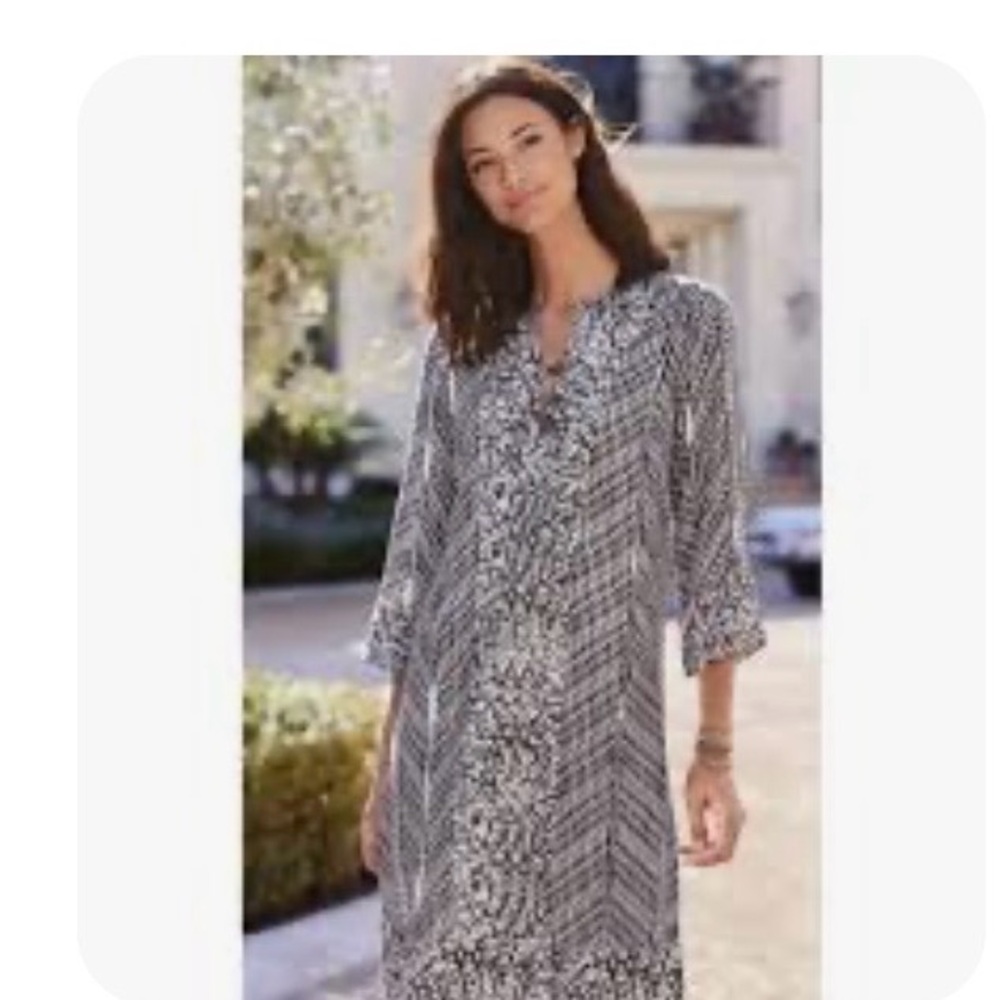 Soft Surroundings Navy and White Floral Dress